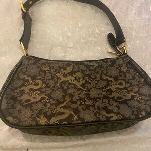 Sydney Love Brown and Gold Shoulder Bag with Elegant Pattern